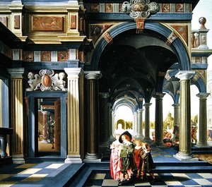 ロッジアのエレガントな人物、1635年 作： Dirck van Delen