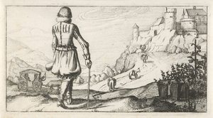 山の風景の中のジャーキンの男 オランダの女性と男性の衣装、1622年（シリーズタイトル）
