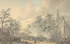 右側の教会との戦いのシーン 1790～1800年。 作： Dirk Langendijk