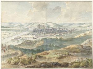 1695年の包囲中の東からのナミュールの眺め 作： Dirk Maas
