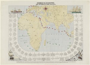 蒸気船と帆船のゲーム / Nieuwediep から Batavia まで (オブジェクトのタイトル) 作： Dirk Noothoven van Goor (attributed to)