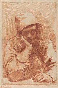 自画像（赤チョーク） 作： Dirk Theodor Helmbrecker