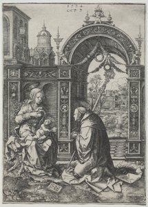 聖バーナードのビジョン、1524年。 作： Dirk Vellert