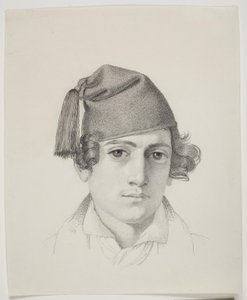 タッセル付きの帽子をかぶった若い男の肖像 作： Ditlev Blunck