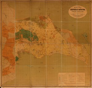 所有者の種類、区画識別番号、土地利用の種類ごとに所有権を示します。 等高線、ハッチング、およびスポットの高さによって示されるレリーフ。 作： Dmitrīev; Kartograficheskoe Zavedenīe A. IlʹIna