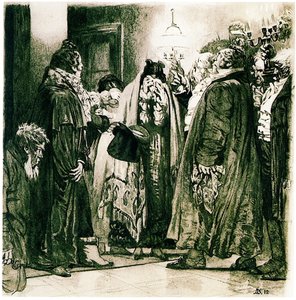 アレキサンダー・グリボエードフ作のウィットのコメディ・ウォエのイラスト、1912 作： Dmitri Nikolayevich Kardovsky