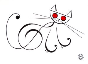 Musical cat - 楽譜を使って描かれた猫