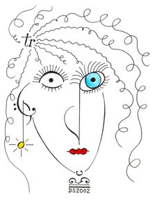 スリリング・レディ」-楽譜を使って描かれた女性の顔
