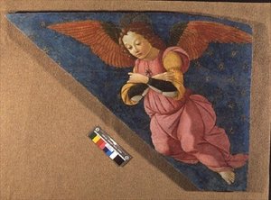 天使、フィグライン祭壇画のパネル（フレスコ画） 作： Domenico (workshop) Ghirlandaio