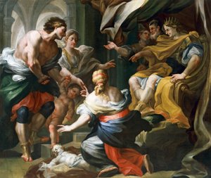 ドメニコ・アントニオ・バッカロ（1678-1745）によるソロモンの裁き、キャンバスに油彩 作： Domenico Antonio Vaccaro