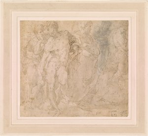 ベッカフーミ - 群像の中の立像の男性ヌード（一人は涅槃） 1530-1540年頃 作： ドメニコベッカフミ
