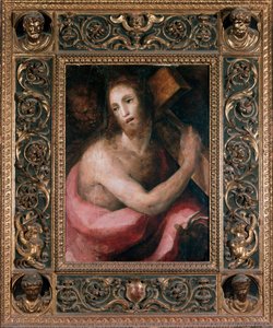 エッセ・ゲイ。十字架を背負うキリスト。ドメニコ・ベッカフミ（1486-1551）の絵画、1540年頃。飲み物。ディム：75x75cm。Siena（シエナ）、Museo del 