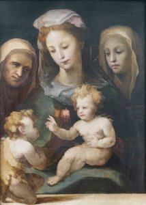 マドンナと子供と聖ヨハネ、エリザベス、シエナのキャサリン 1540-50 (パネルに油彩) 作： Domenico Beccafumi