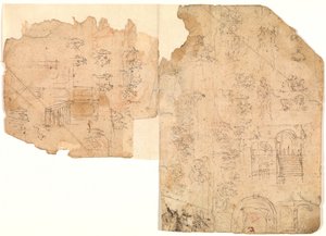 人物、構図、建築設定のスケッチ 作： Domenico Beccafumi