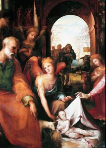 キリスト降誕の図」詳細ドメニコ・ベッカフミ（1486-1551）の絵画 作： Domenico Beccafumi