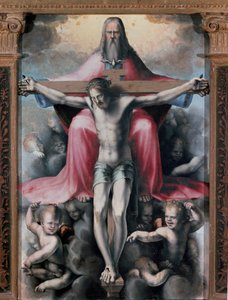 三位一体のトリプティク、詳細中央パネル：三位一体。ドメニコ・ベッカフミ（1486-1551）の絵画 作： Domenico Beccafumi