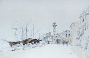 Näkymä aseista Taggiassa, noin 1860, kirjoittanut Pasquale Domenico Cambiaso (1811-1894), Italia Kynä ja akvarelli. 作： Domenico Cambiaso