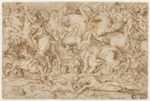 馬と男たちの戦闘シーン 作： Domenico Campagnola