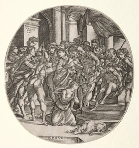 聖カタリナの斬首、1517年。 作： Domenico Campagnola