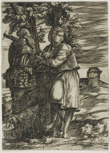 羊飼いと老戦士 作： Domenico Campagnola