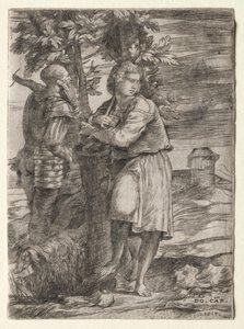羊飼いと旧戦士、1517年。 作： Domenico Campagnola