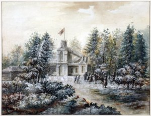 Pavillon de chasse Crack, a Pavlovsk - Krak house in Pavlovsk - Domenico Felice Lamoni (1745-1830).紙に水彩・白彩、1778年以降。サンクトペテルブルク国立歴史博物館 作： Domenico Felice Lamoni