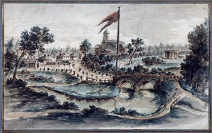 聖マリアマグダレン病院のあるパブロフスク公園の眺め、1783年頃（紙にトイレ） 作： Domenico Felice Lamoni