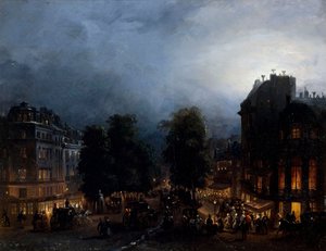 夜の大通りデイタリア人、1835年頃。 作： Domenico Ferri