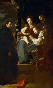 バロック :聖カタリナの神秘的な結婚、聖ドミニクと聖ピエール殉教者との共演 par Fetti, Domenico (1588/90-1623) 作： Domenico Fetti or Feti