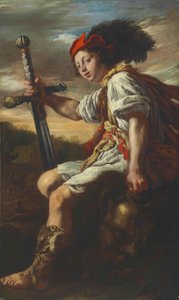ゴリアテの頭を持つダビデ、1620年頃 作： Domenico Fetti or Feti