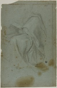 着席ドレープ男性図本 (直腸); 左手のスケッチを持つ 2 人の着席女性 (裏面) 作： Domenico Fiasella