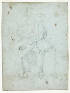帽子を持つ青年の立ち姿と脚のスケッチ 作： Domenico Fiasella