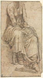 15世紀後半の、座っている女性のローマの彫像のコピー。 作： Domenico Ghirlandaio