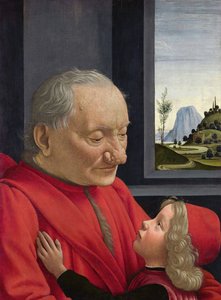 イタリア語：Ritratto di vecchio con nipote 老人と孫 作： ドメニコ・ギルランダイオ