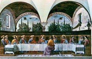 最後の晩餐、1480年。 作： Domenico Ghirlandaio