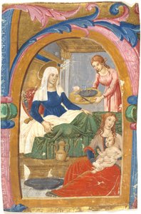 イニシャルHで聖母誕生 作： Domenico Ghirlandaio