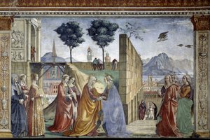 洗礼者聖ヨハネの物語：訪問ドメニコ・ギルランダイオ（1449-1494）によるフレスコ画。