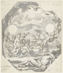 神話のアレゴリーを備えた文字盤のデザイン 作： Domenico I Piola (attributed to)