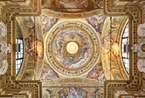 聖母の戴冠式、詳細、最後の27世紀の表現のドーム 作： Domenico I Piola
