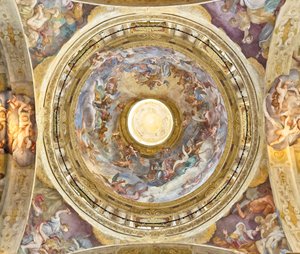 聖母の戴冠式、詳細、最後の27世紀の表現のドーム 作： Domenico I Piola