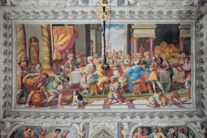 アハシュエロスの晩餐会 1621年以降（フレスコ画 作： Domenico Il Sarzana Fiasella