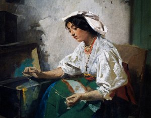 ソーイングガール 作： Domenico Induno