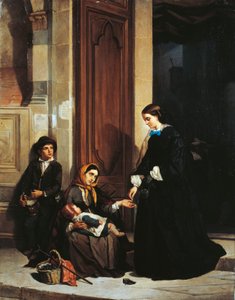 Induno Domenicoの「The Charity」。 作： Domenico Induno