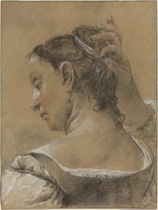 髪を直す若い女性 作： Domenico Maggiotto
