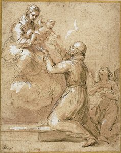 ティエネの聖カジェタンに現れる聖母子 作： Domenico Maria Canuti