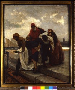 ドメニコ・モレッリ（1826-1901）の絵画「I Due Foscari」。 作： Domenico Morelli
