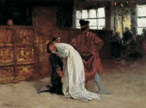 「キス」ドメニコ・モレッリ（1826-1901）による絵画、1868年ナポリ、カポディモンテ国立美術館