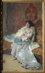 ドメニコ・モレッリの「テレサ・オネト・マリオーネ夫人の肖像 作： Domenico Morelli