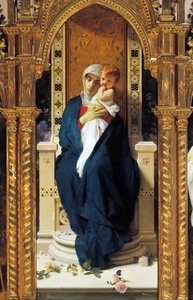 ドメニコ・モレッリ（1823-1901）作「バラの聖母のトリプティク」 イタリア、カラブリア州コリリャーノ・カラブロ城、聖アウグスティヌス礼拝堂、細部。