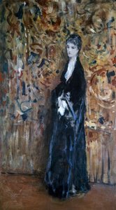 唐草文様を背景にした女性（油彩・キャンバス 作： Domenico Morelli